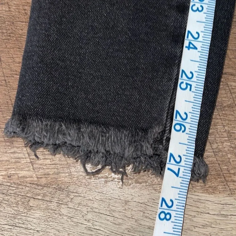Free People Womens Fringe Hem Solid Cotton Blend Skinny Jeans Black‎ Size 26 NWT